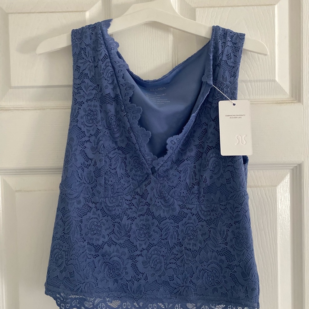 Blue Lace Sleeveless Top